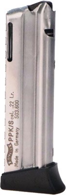 WALTHER MAGAZINE PPK/S .22LR - 10RD NICKEL PLATED STEEL