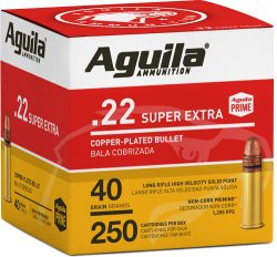 AGUILA HIGH-VEL 22LR 40GR - PLATED RN 1255FPS 250RD 8BX/CS