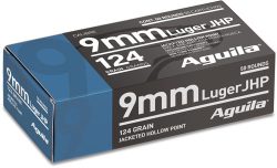 AGUILA 9MM LUGER 124GR JHP - 50RD 10BX/CS