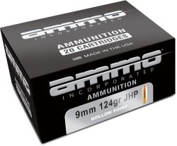 AMMO INC 9MM LUGER 124GR JHP - 20RD 10BX/CS