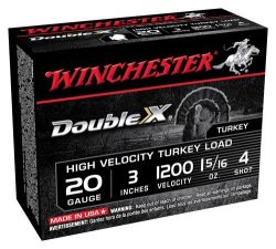 WINCHESTER DOUBLE-X 20GA 3" - 1-5/16OZ #4 10RD 10BX/CS