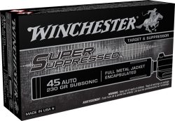 WINCHESTER SUPER SUPPRESSED - 45 ACP 230GR FMJ 50RD 10BX/CS
