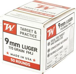WINCHESTER USA 9MM LUGER - 115GR FMJ 50RD 20BX/CS