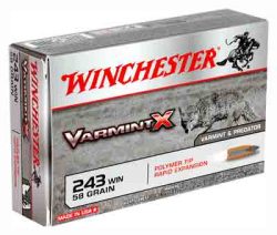WINCHESTER VARMINT-X 243 WIN - 58GR POLY TIPPED 20RD 10BX/CS