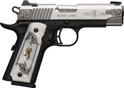 BG 1911-380 MED. S/S ENGRAVED - 380ACP FS 4.25" WHITE PEARL