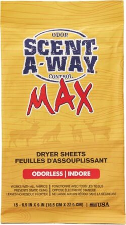 HS DRYER SHEETS SCENT-A-WAY - MAX ODORLESS 6.5"X9" 15PK
