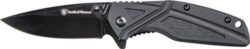 S&W KNIFE BLACK RUBBER 3" BLK - OXIDE BLADE W/POCKET CLIP