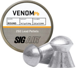SIG PELLETS 22 VENOM 14.5GR - ROUND LEAD ALLOY 250 CT