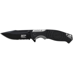 Liner Lock, 8Cr13MoV Drop Point Blade, Thumb Knobs, Index Flipper, Black/Grey Handle