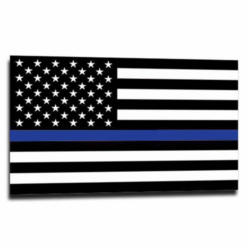 Thin Blue Line American Flag Sticker, 6 x 4 Inches