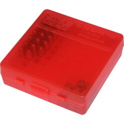 MTM Flip Top Ammo Box for 9mm Luger/.380 ACP 100rd Clear Red